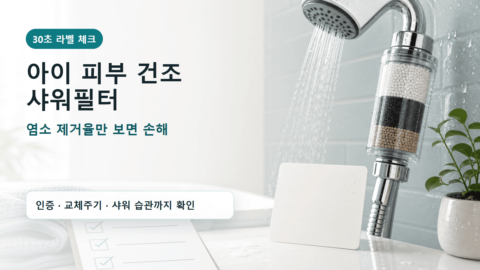 아이 피부 건조해 샤워필터, 염소 제거율만 보면 손해 30초 체크