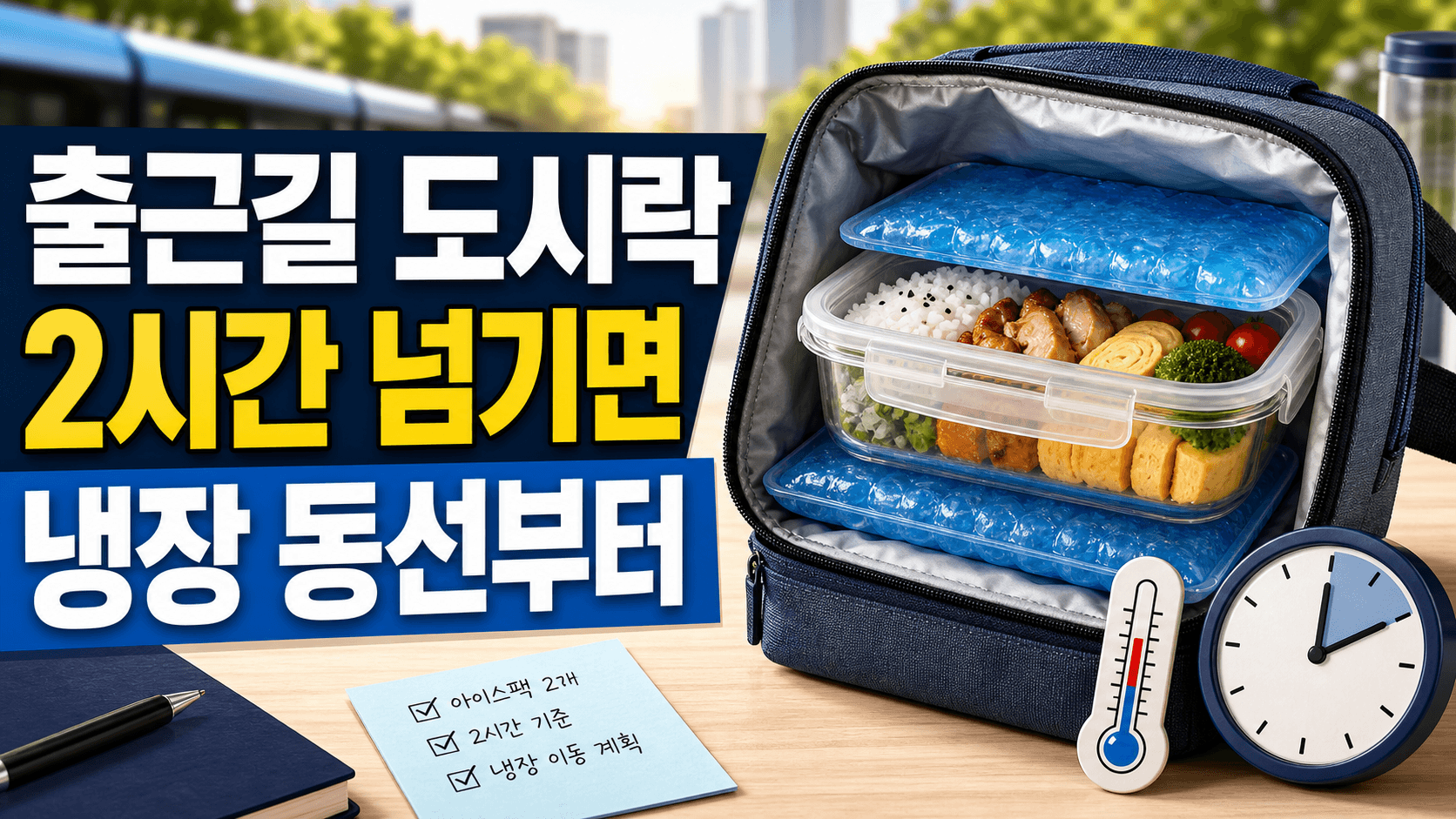 출근길 도시락 보냉백, 2시간 넘기면 냉장 동선부터