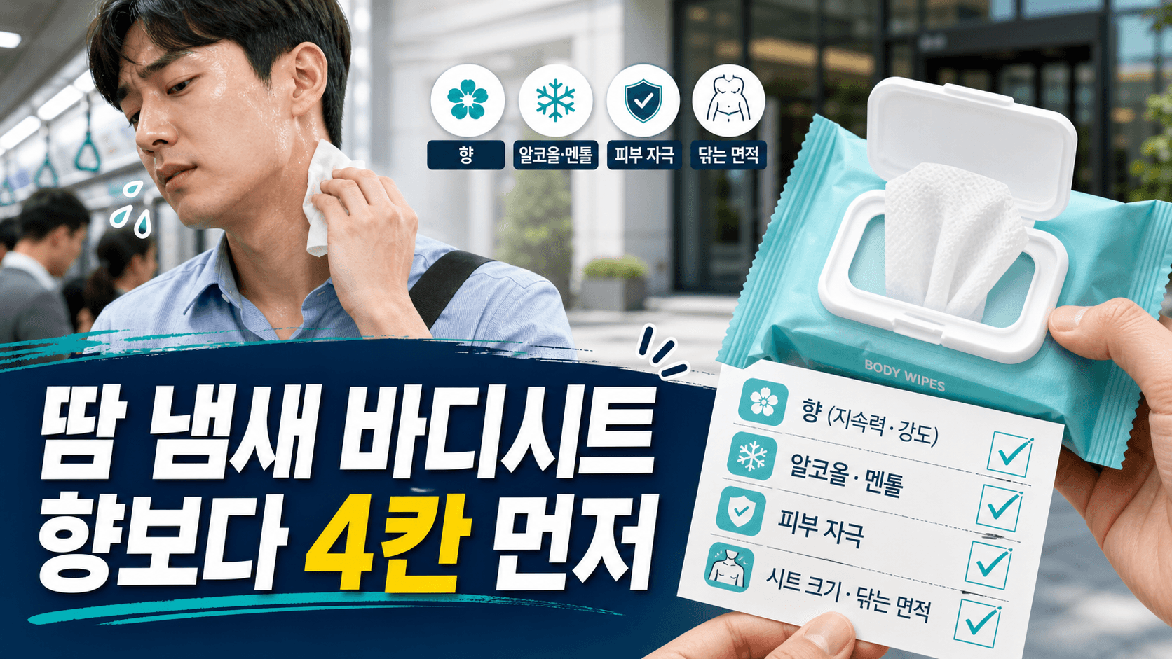 출근 후 땀 냄새 바디시트, 향보다 4칸 먼저