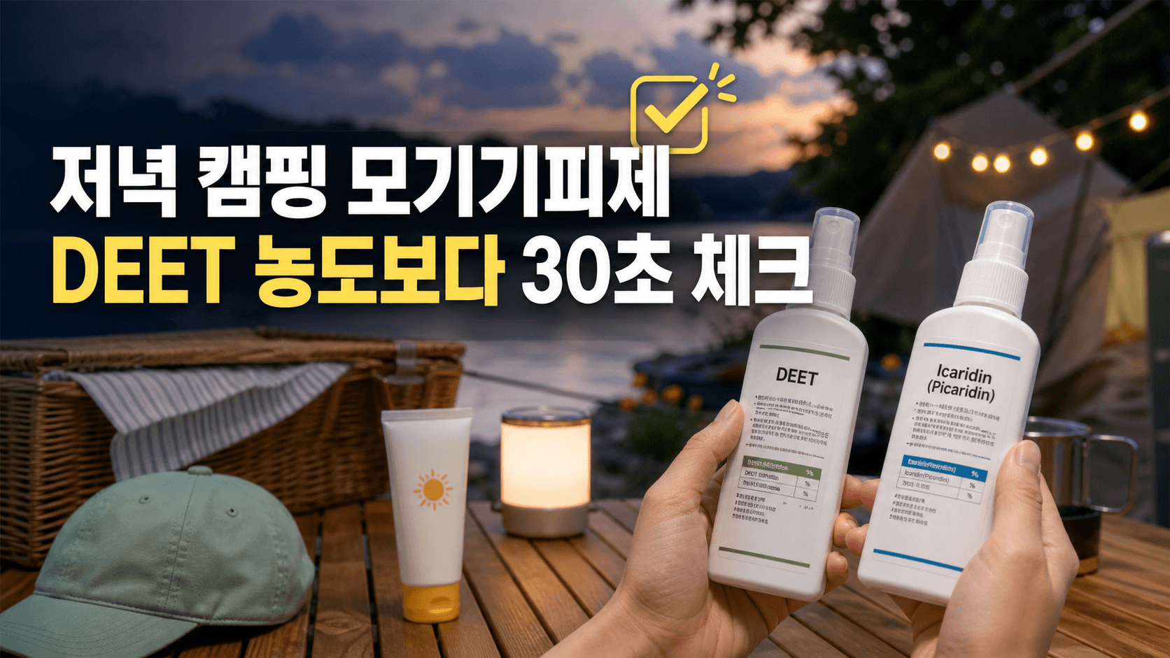 저녁 캠핑 모기기피제, DEET 농도보다 30초 체크