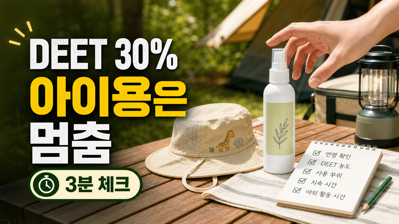 캠핑 전 가족 모기기피제 DEET 30%, 숫자만 보면 손해 3분 체크
