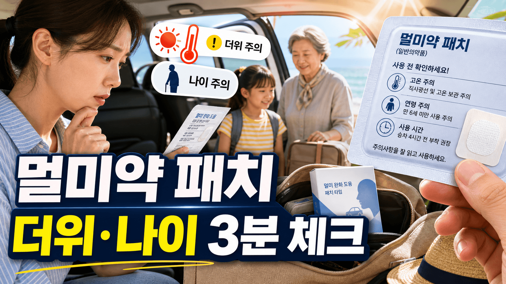 아이와 휴가 전 멀미약 패치, 더위·나이 5문항 확인법