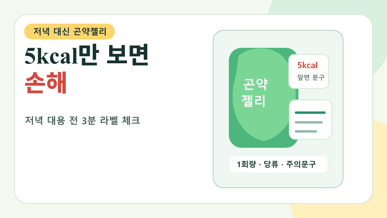 저녁 대신 곤약젤리 5kcal, 당류·삼킴 주의 3분 체크