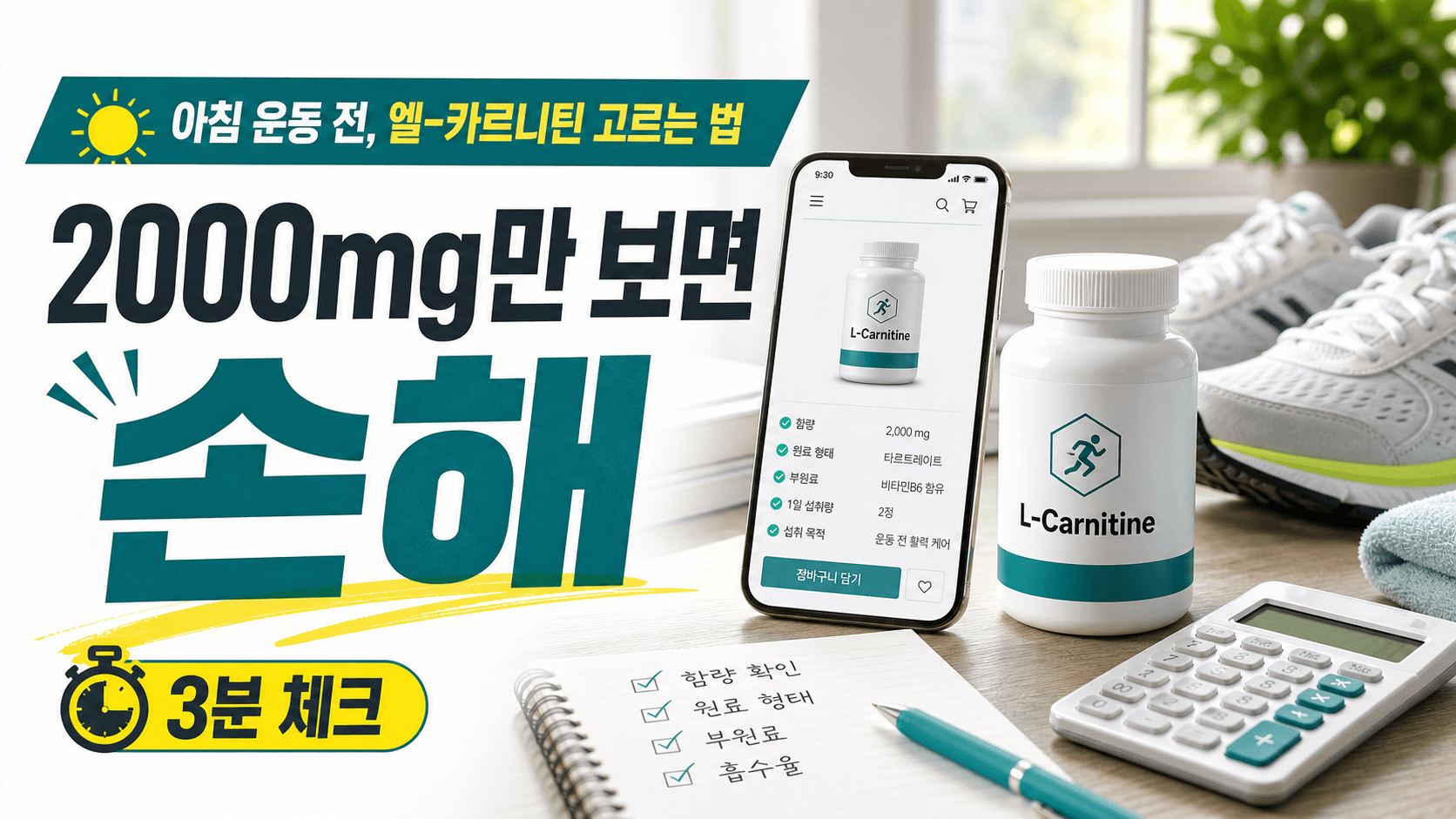 L-카르니틴 2000mg 라벨에서 1회분과 원료명을 읽는 법 대표 이미지
