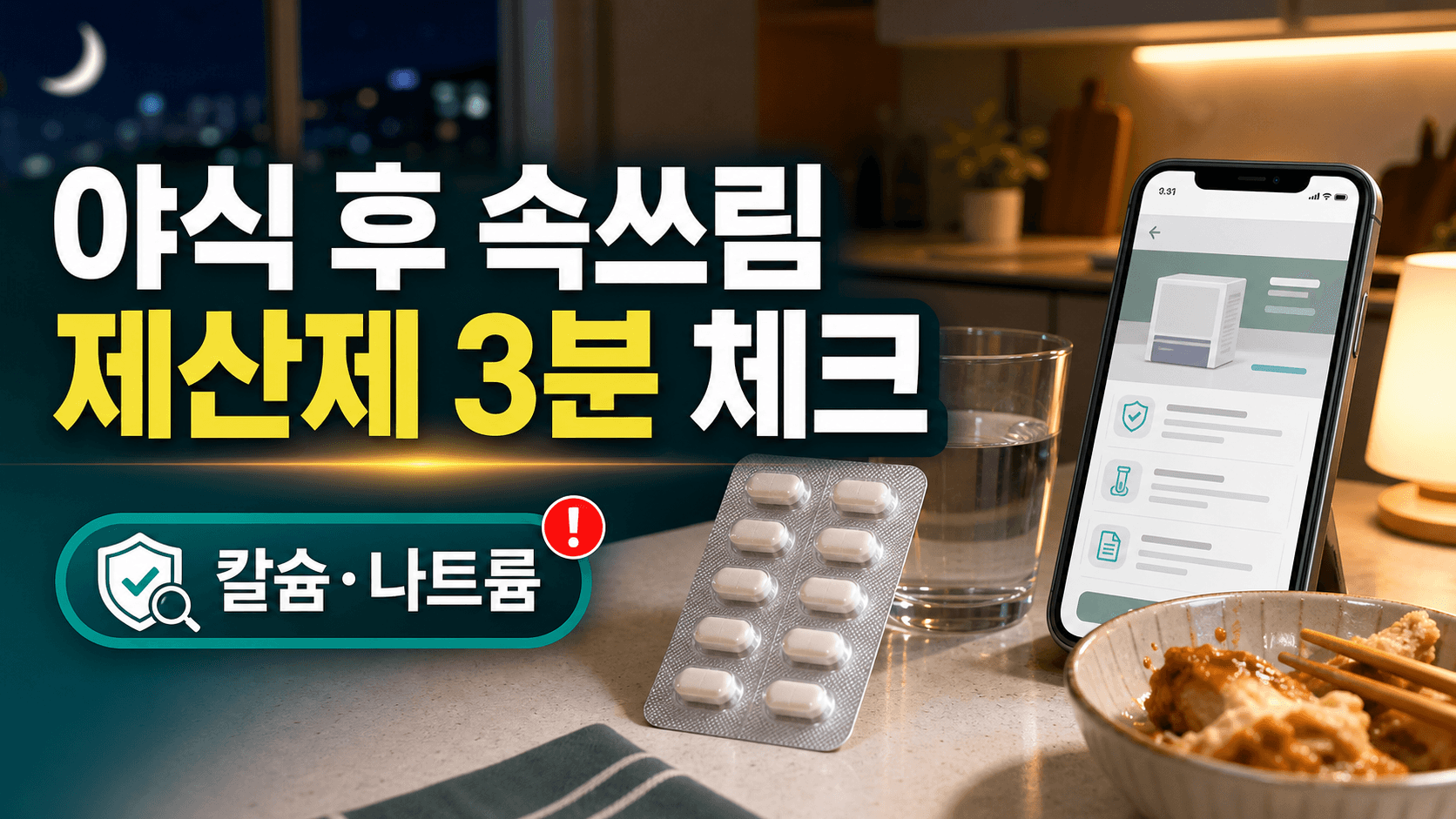 야식 후 속쓰림 제산제 1정, 칼슘·나트륨 놓치면 손해 3분 체크 대표 이미지