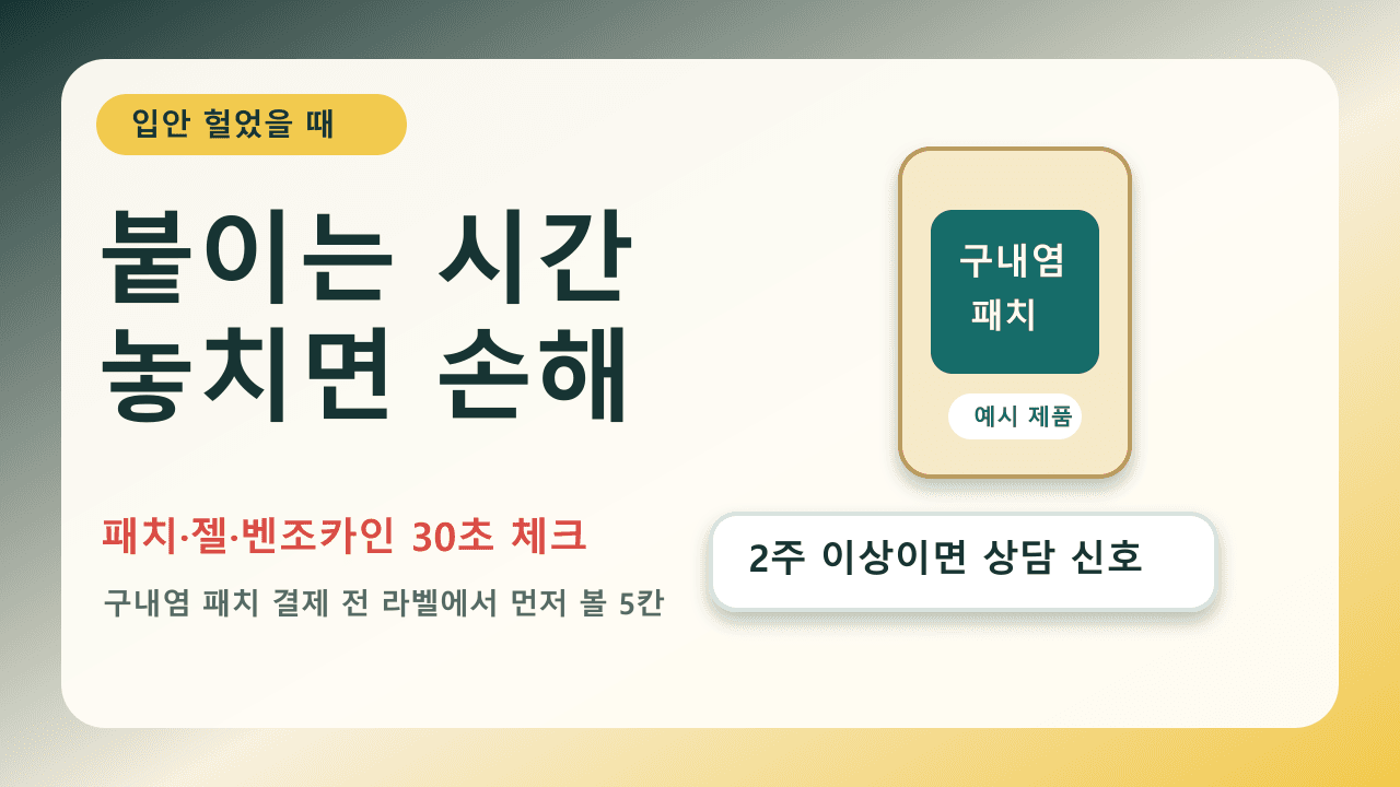 입안 헐어 구내염 패치, 붙이는 시간 놓치면 손해 30초 체크 대표 이미지