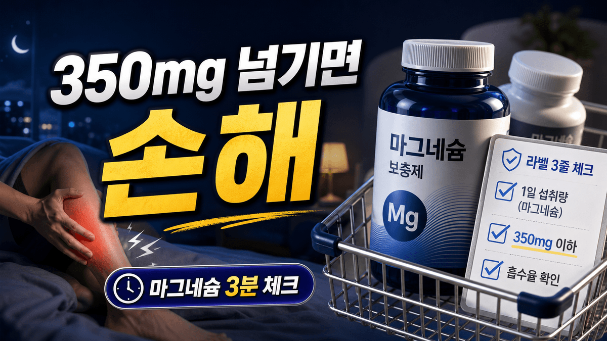 밤에 종아리 쥐 마그네슘, 350mg 넘기면 손해 3분 체크