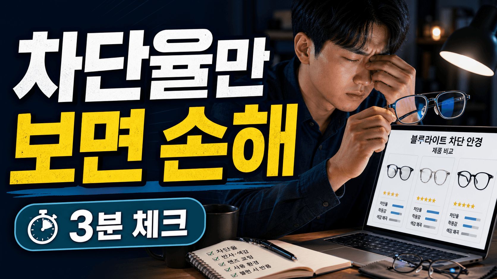 야근 후 눈 뻑뻑해 블루라이트 안경, 차단율만 보면 손해 3분 체크