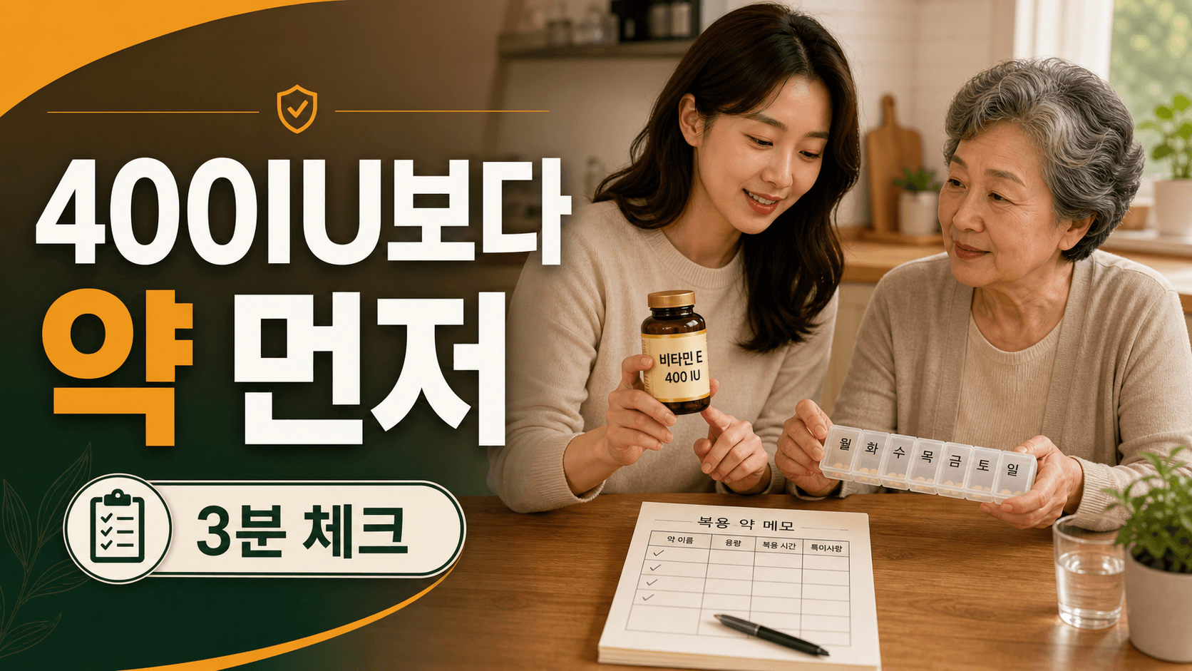 부모님 항산화 비타민E 400IU, 약 복용 전 3분 체크 대표 이미지