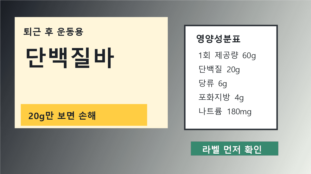 퇴근 후 운동용 프로틴바, 단백질 20g만 보면 손해 7가지 대표 이미지