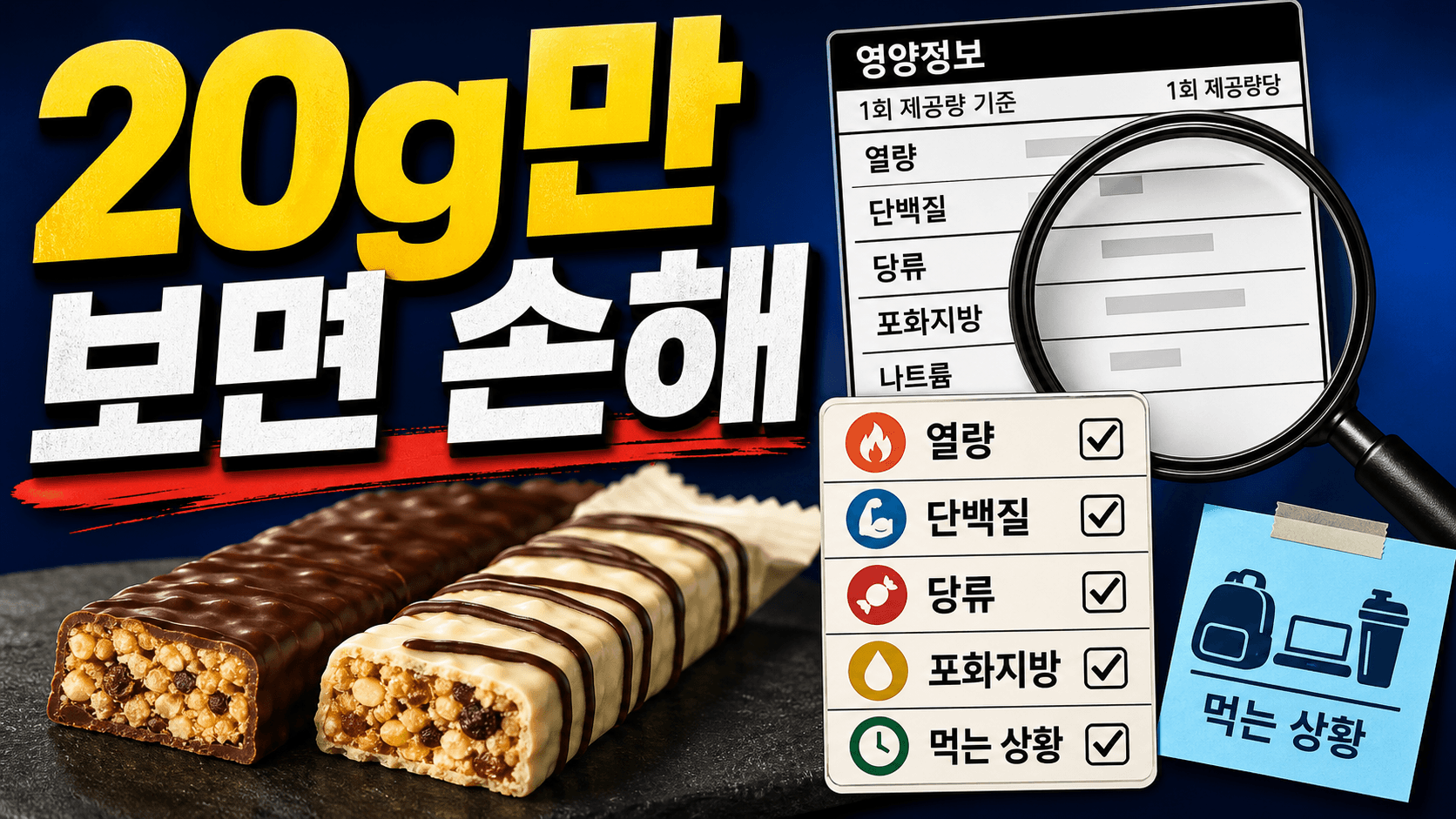 단백질바 20g만 보면 손해, 당류·열량 30초 체크 대표 이미지