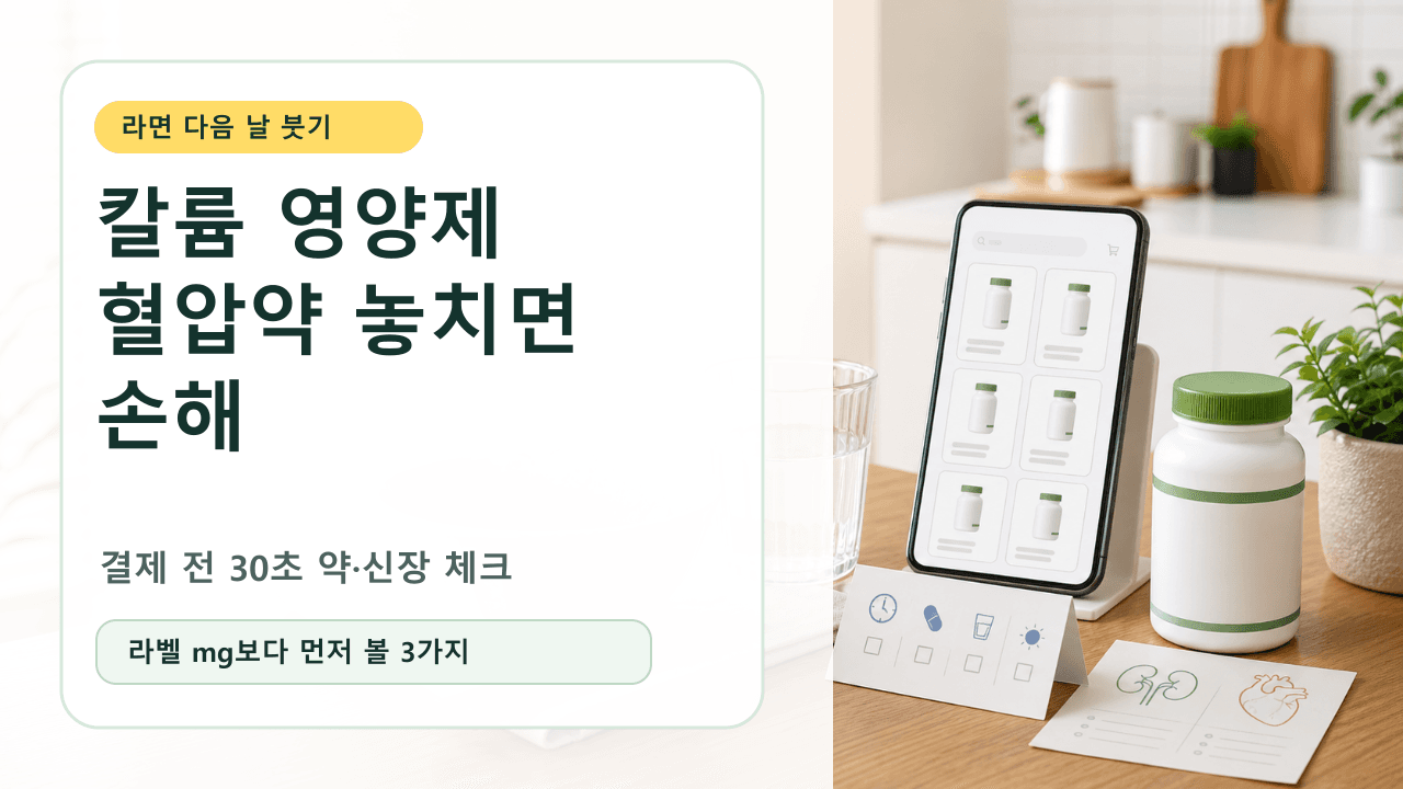 라면 먹은 다음 날 칼륨 영양제, 혈압약 놓치면 손해 30초 체크
