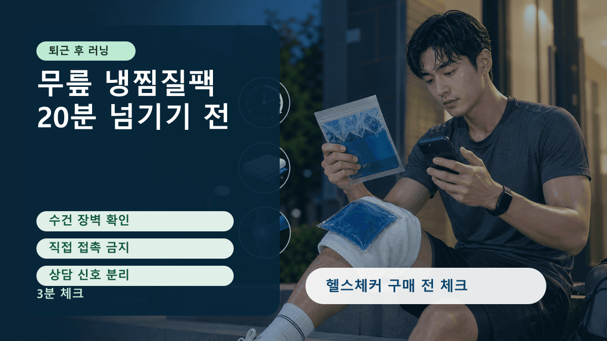 퇴근 후 러닝 무릎 냉찜질팩, 20분 넘기기 전 3분 체크