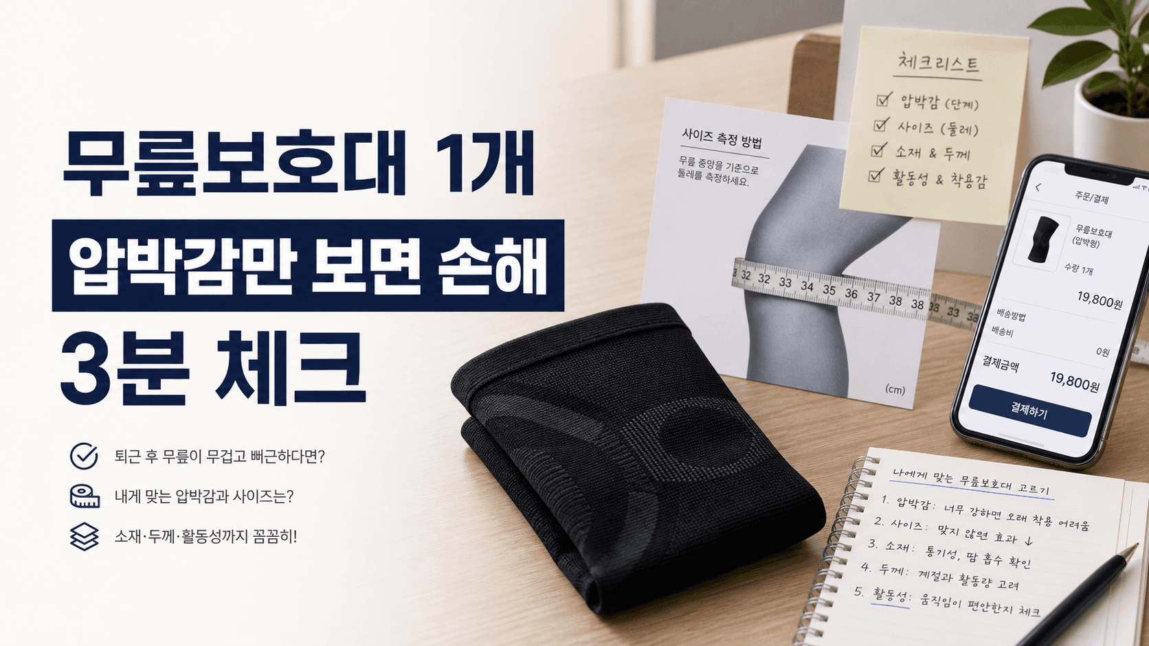 퇴근 후 무릎보호대 1개, 압박감만 보면 손해 3분 체크 대표 이미지