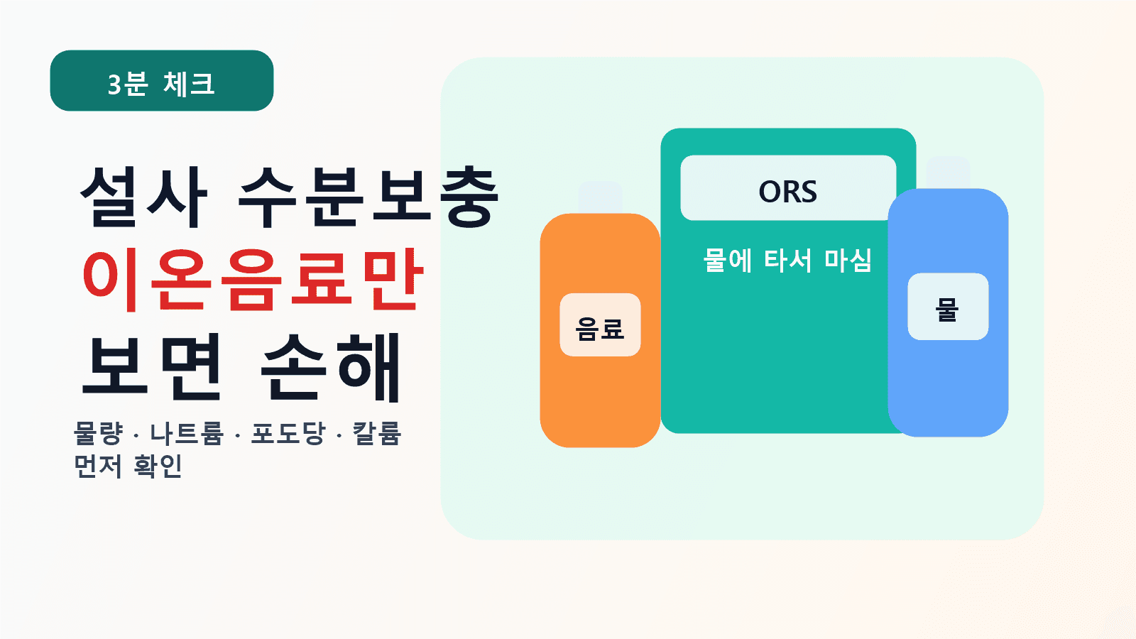 여름 설사 경구수분보충액, 이온음료만 보면 손해 3분 체크 대표 이미지