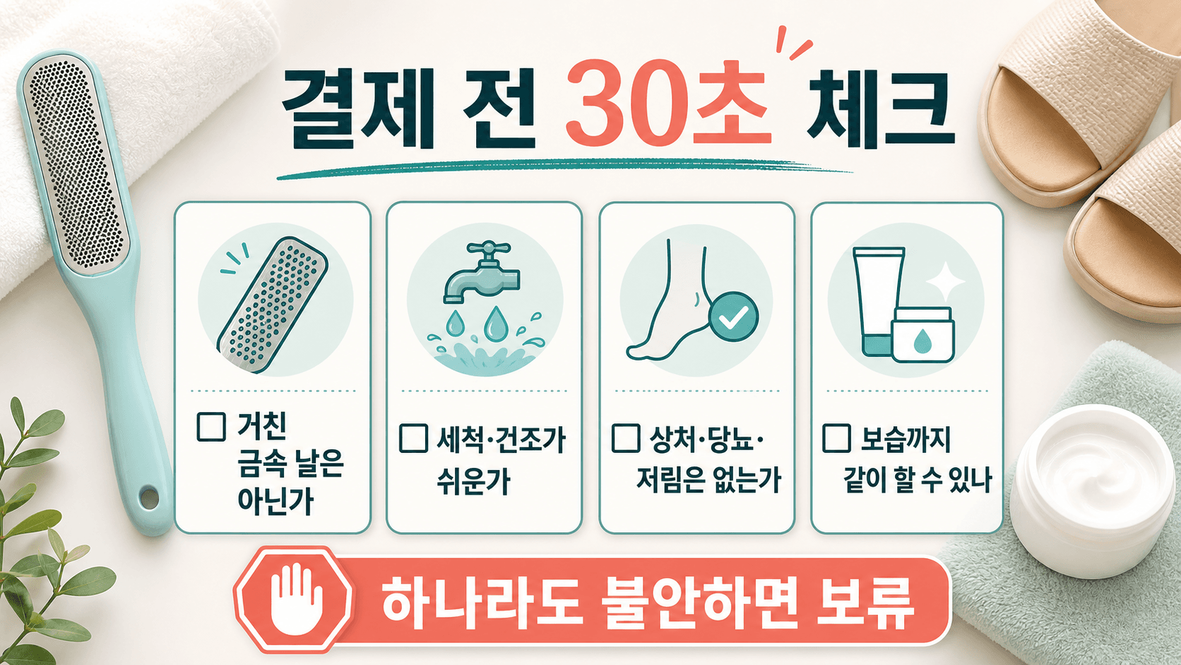 발각질 제거기 결제 전 거친 금속 날, 세척·건조, 상처·당뇨·저림, 보습 루틴을 확인하는 30초 체크시트