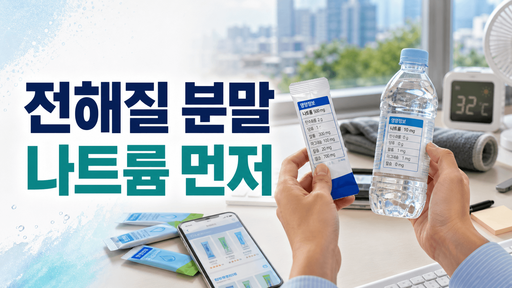퇴근길 땀 많이 흘려 전해질 분말, 당류·나트륨 놓치면 손해 3분 체크