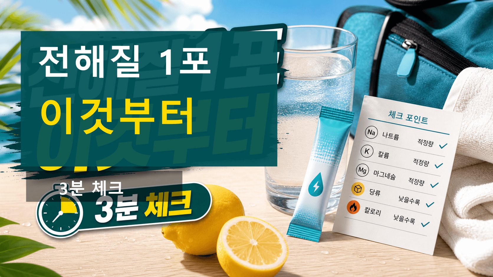 땀 많이 난 날 전해질 파우더 1포, 당류·나트륨 3분 체크