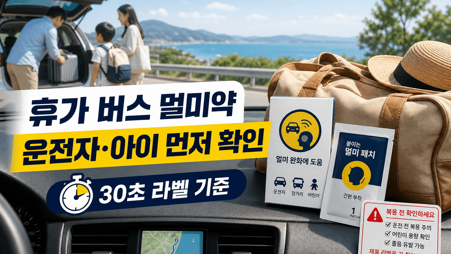 휴가 버스 멀미약, 운전자·아이 있으면 30초 라벨부터