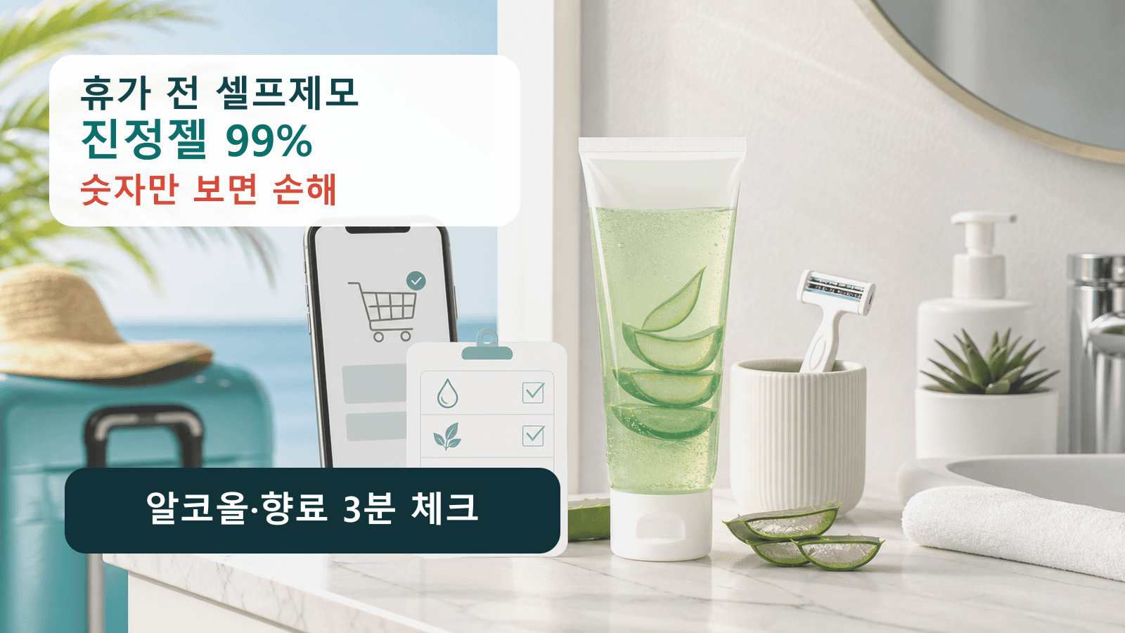 휴가 전 셀프제모 진정젤 99%, 알코올·향료 3분 체크