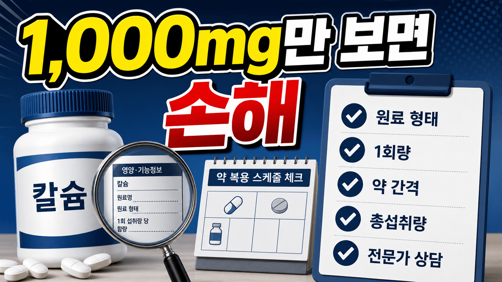 칼슘제 1,000mg만 보면 손해, 복용약 간격 3분 체크 대표 이미지