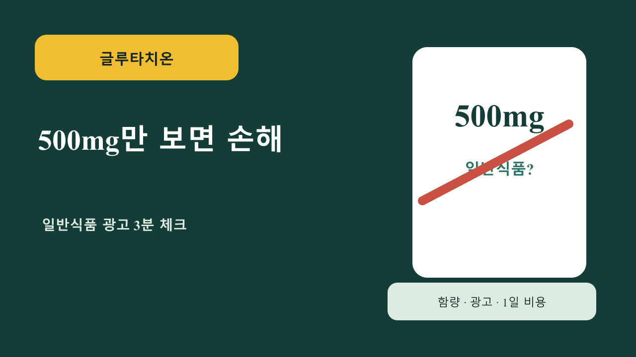 글루타치온 500mg만 보면 손해, 일반식품 광고 3분 체크 대표 이미지